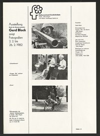Austellungswerbung: "Durch die Kamera gesehen. Gerd Block zeigt Fotografien" vom 02.02. bis zum 26.02.1982