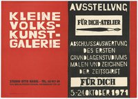 Ausstellungswerbung: "Für Dich-Atelier. Abschlussauswertung des ersten Grundlagenstudiums Malen und Zeichnen der Zeitschrift Für Dich" vom 05. bis zum 24. Oktober 1971