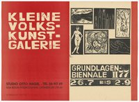 Ausstellungswerbung: "Grundlagen-Biennale II" vom 26. Juli bis zum 02. September 1977