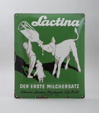 Reklameschild "Lactina - Der erste Milchersatz"