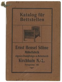 Angebotskatalog der Möbelfabrik Ernst Hensel Söhne in Kirchhain (Niederlausitz) für Bettstellen 1913