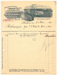 Rechnung der Seifenfabrik A. Grubitz in Potsdam 1914