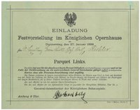 Einladung zur Festvorstellung im Königlichen Opernhaus in Berlin am 27. Januar 1898 für Constantin Richter