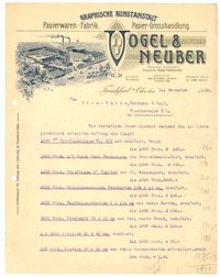Geschäftsbrief der Graphischen Kunstanstalt Vogel & Neuber in Frankfurt (Oder) 1920