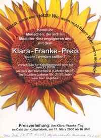 Plakat zum Klara-Franke-Preis 2006