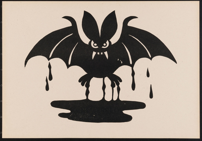 Linolschnitt des Künstlers Artur Märchen, Titel: Fledermaus