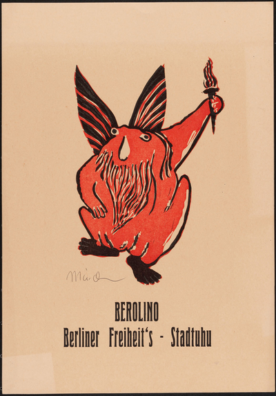 Linolschnitt des Künstlers Artur Märchen, Titel: Berolino